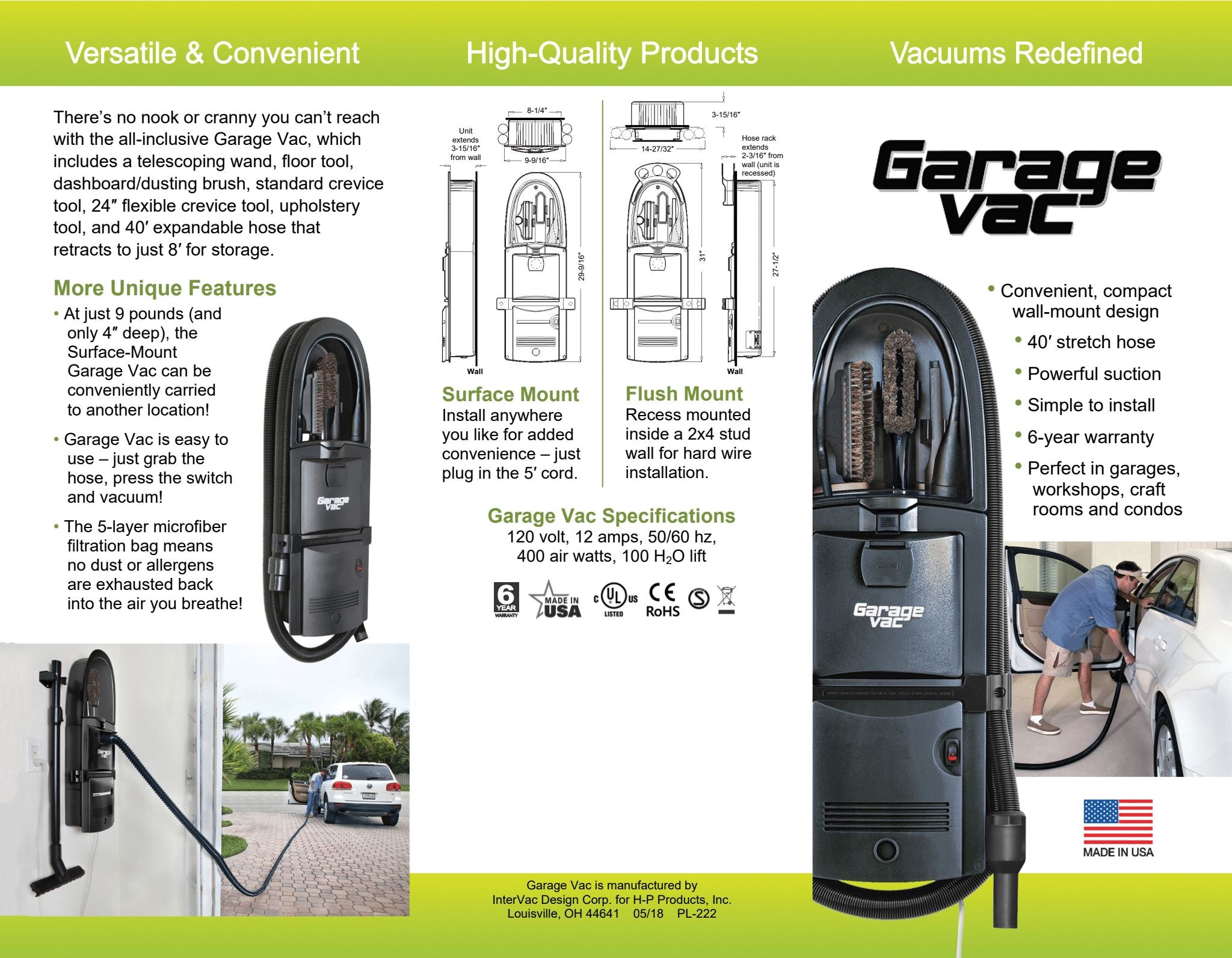 Garage Vac Surface Mount GH-120